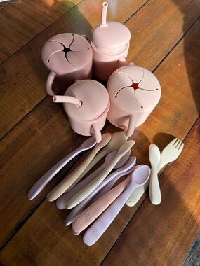 Mushie snack cups and utensils